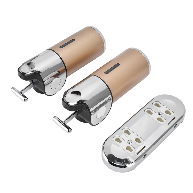 Wall Mount Soap Shower Dispenser Dual Pump 2 Separate Compartments