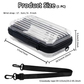 ASUNFO Transparent Hard Shell Cosmetics Case Carrying Hard Bag for Toiletry Storage Cross Body Bag with Shoulder Strap for Detachable Grip Rope and Shoulder Strap for Travel
