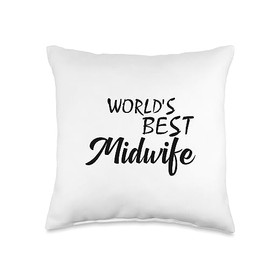 Midwife Theme Tees Cool Nursing Tees-World's Best Midwife T-Shirt Throw Pillow, 16x16, Multicolor