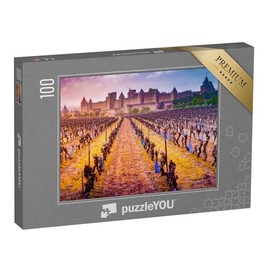 puzzleYOU: Jigsaw Puzzle 100 Pieces "View of the Medieval City of Carcassonne from a Vineyard"