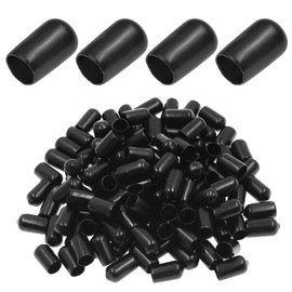 Bonsicoky 120Pcs Round Rubber End Caps 0.35" / 9mm ID Vinyl Flexible Screw Thread Protectors Black Bolt End Caps for Metal Tubing Rod Bolt