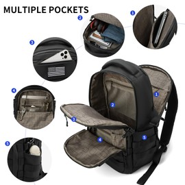 Wotony Military tactical backpack, backpack for men black small tactical assault bag (polyurethane-black, 20 inch)