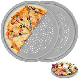 LYNG Pizza Pan 16 Inch, 2 Pack Silicone Nonstick Pizza Tray For Oven, Pizza Pan With Holes Dishwasher Safe, Suitable For Home Kitchen Dark Baking Grey