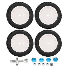 4PCS 1/10 RC Wheels High Abrasion Resistance Strong Cushioning RC Rubber Tires RC Tires with Nuts for 1/10 Sports Car White
