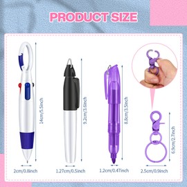 Sabary Mini Highlighter Nurse Pen Pack Set Nurse Pens for Badge Include Pink and Purple Tip Highlighter 2 Permanent Marker and 2 Retractable Ball with 2 Keychain Clip(Pink, Purple)