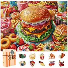 delobil Wooden Puzzles for Adults, Hamburger Jigsaw Puzzle 200 Piece, Unique Shaped Wooden Puzzles Beautiful Gift Package, Creative Birthday Gift for Friends and Family 11.7 * 8.86 in Medium