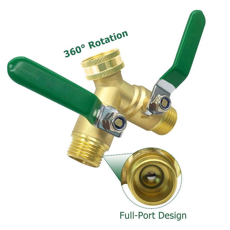 Hooshing Garden Hose Splitter 2 Way Heavy Duty Brass Full