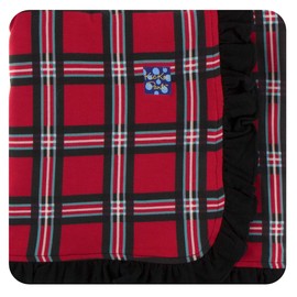 KicKee Pants Little Girls Print Ruffle Stroller Blanket - Christmas Plaid 2019, One Size