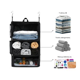 NOIS GENESIS Travel Organizer, Compression Suitcase Organizer, Hanging Organizer, Luggage Packing Organizer, Clothes Closet Organizer, Portable Storage Shelves, Includes Shoe Bag