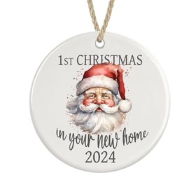 First Christmas in Your New Home 2024 Ceramic Ornament, Housewarming Christmas Tree Bauble Decoration (Santa)