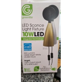 Greenlite Silver LED Sconce Light Fixture Plug &  Play