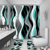 4Pcs Turquoise Shower Curtain Sets with Non-Slip Rugs, Toilet Lid