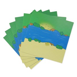 LADAMI 6 Plate Set Building Plate, Compatible with Most Brands, 25.5 x 25.5 cm, Tropical Rainforest Baseplate for Creative Play, Gifts for Family and Friends (4 Curves + 2 Straight)