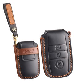 ontto Car key cover fit for KIA Rio Rio5 Sportage Ceed Cerato K3 KX3 K4 K5 Sorento Optima Picanto handmade leather key holder case keyring key chain Smart Shell Accessories 3 buttons Black