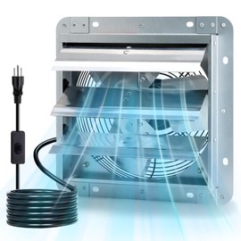 Criditpid 12 Inch Wall Mounted Shutter Exhaust Fan with ON/OFF Switch, High-Speed, Low-Noise Pure Copper Motor, Wall Exhaust Fan for Gable, Shed, Garage, Greenhouse, Kitchen, Attic, 970CFM, 1680RPM.