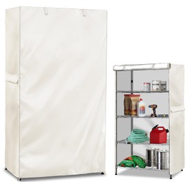 Exokugo Wire Shelf Cover,600D Heavy Duty 100% Waterproof Shelf Covers for Wire Shelving,Outdoor Storage Shelves Cover for Metal Rack,30" W x 14" D x 62" H,Beige