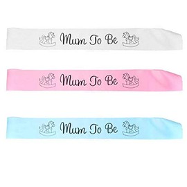 Mum to Be Baby Shower Party Sash Blue Pink or White (White)
