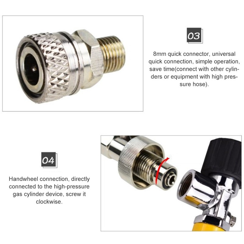 High Pressure Gas Filling Connection Valve Diving Cylinder Inflation Use