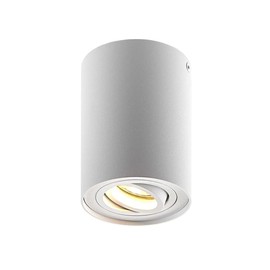 CGC Lighting Modern Ceiling Spotlight Cylinder Surface Mount Adjustable Tilt Downlight GU10 (White, Round)
