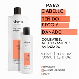 Nioxin - Sistema 4 - Champú Fortalecedor - Para Cabello Teñido y Dañado con Debilitamiento Avanzado - Con Biotina y Niacinamida (300ml)
