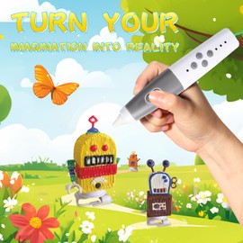 Kretrum 3D Pen for Kids Low Temperature 3D Printing Pen with Stencil Book Colorful 3D Painting Pen 3D Pen with 1.75MM PCL Filament Best Birthday Gift for Children Crayon 3D Stylo 3D (White)