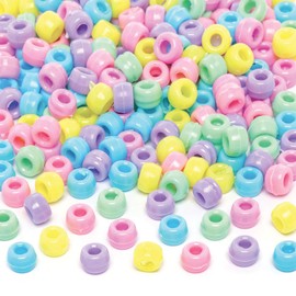 Baker Ross AW114 Pastel Beads Value Pack (Pack of 600) Perfect For Kids Jewellery, Keychain and Bag Dangler Making