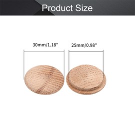 MroMax 5Pcs Round Wood Button Plugs 0.98" Dia Oak Hardwood Furniture Buttons Caps 25mm Wooden Screw Covers for Screw Holes Craft Furniture Decoration Woodworking