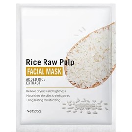 Rice Raw Pulp Paquete de 10 Mascarillas Faciales con Extracto de Arroz, Hidratación Duradera, Reduce Poros, 25g