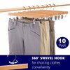 Amber Home 10 Pack Natural Wooden Pants Hangers with Clips,