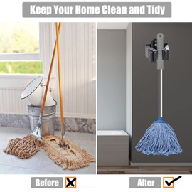 Broom Holder Wall Mounted, 10Pcs Mop Holder Wall Mounted, Heavy Duty Mop Broom Holder Broom Handle Wall Clips Brush Holder Wall Mounted Broom Gripper for Bathroom Kitchen Office Closet Garden Garage