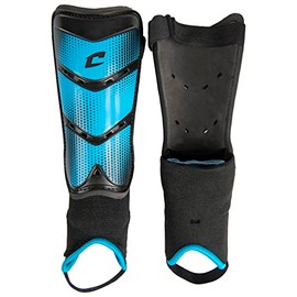 CHAMPRO League Soccer Shin Guards with Padded Ankle, Large, Black