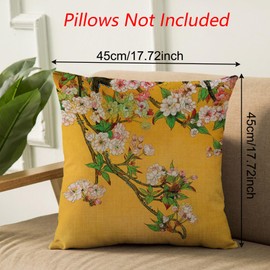 FOSDICK 3 Cushion Covers Spring Cushion Covers 45 x 45 cm, Bird Flower Decorative Cushion Cover 45 x 45 cm Outdoor Cushion Spring Decorative Cushion Colourful Aesthetic Cushion Covers Spring for Sofa