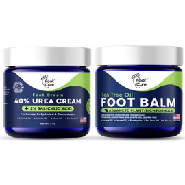 FOOT CURE Tea Tree Oil Foot Balm/Moisturizer For Dry Cracked Feet - Instantly Hydrates & Soothes Irritated Skin & Athletes Foot & Tea Tree Oil Foot Cream Heel & Callus Removal, Toenail Treatment