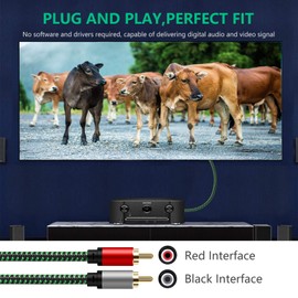 RCA Cable 2m,OvagYeng 2Rca Male to 2-RCA Male Audio Stereo Subwoofer Cable [Hi-Fi Sound] Nylon-Braided Auxiliary Audio Cord for Home Theater, HDTV, Amplifiers, Hi-Fi Systems,Speakers and More