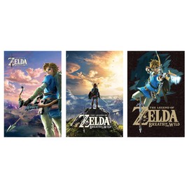The Legend Of Zelda: Breath Of The Wild - Gaming Poster Set (Game Cover, Link WIth Bow & Arrow & Link Attacking) (Size: 24" x 36" each)