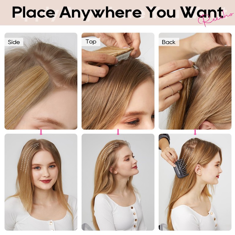 REECHO Clip in Hair Volumizer, 2PCS 12 inch Short Thick