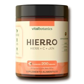 Hierro con Vitamina C. 200 capsulas de 500mg (Ms de 6 meses). VitalBotanics. Suplemento Alimenticio Multivitamnico para Hombre y Mujer. Libre de...   