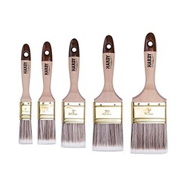HARDY WORKING TOOLS Flat brush set, 5 pieces, 1 piece - 25, 35, 50, 60, 75 mm width, paint brush set with wooden handle, paint brush series *45*, 5pcs, brush set A0282-050100
