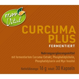 KOPP Vital® Curcuma plus fermentiert Kapseln mit Curcumin und Phospholipiden - 16 g 30 Kapseln | Curcuminoide Curcuma-Extrakt - ohne Gentechnik - in höchster Bioverfügbarkeit