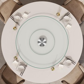 Lazy Susan 30.7 inch Glass Turntable Dining Table Large Round Serving Plate Tabletop Rotating Tray with Swivel Assist System Silent & Smooth Spin (78cm / 30.7in)