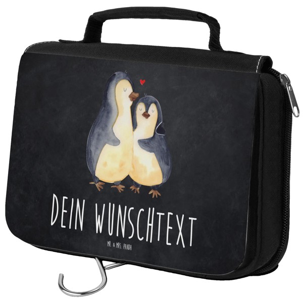 Mr. & Mrs. Panda Personalised Penguin Hugging Toiletry Bag, Grey