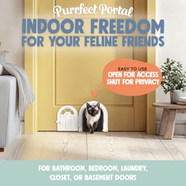 Meow Manor® Cat Door Interior Door - No-Flap, Interior Cat Door for Cats Up to 20 lbs, Easy DIY Setup, Secured Installation in Minutes, No Training Needed…