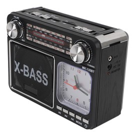 Radio BT Portátil de Estilo Retro,Radio AM FM SW Recargable por USB con Reloj Ligero,Radio BT Inalámbrica de Estilo Retro (Enchufe estadounidense)