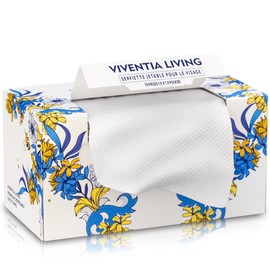 Viventia Living Disposable Face Towel, 100% Cotton, Ultra Soft & Biodegradable, Lint-Free Dry Wipes, Clean Towel, Makeup Remover for Sensitive Skin, Extra Large & Thick, 70 Count
