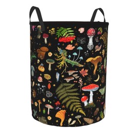 Mushroom Laundry Hamper, Mushroom Laundry Basket, Waterproof Collapsible Clothes Hamper with Easy Carry Handles in Laundry Room Livingroom Bedroom Bathroom College Dorm, 13.4x16.5IN