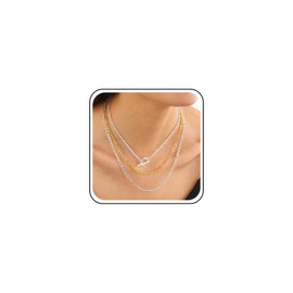 Inilbran Bohemian Figaro Chain Necklace Choker Layered Figaro Chain Choker Necklace Vintage Figaro Collarleg Chain Necklace Multilayer Clasp Chain Necklace Jewellery for Women, Zinc