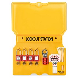 Master Lock 1482BP410 Lockout Tagout Station 18 Components Included Holds 4 Lock