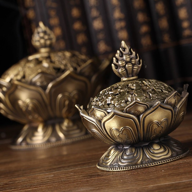 Vientiane Lotus Shaped Incense Burner Mini Metal Aromatherapy Holder Incense