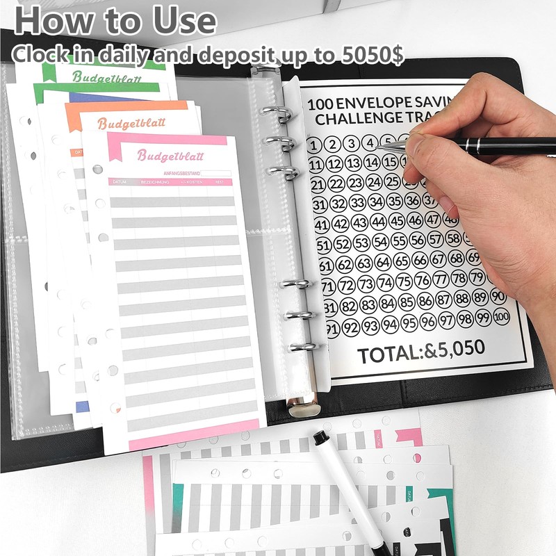 100 Envelope Challenge Binder, Money Saving Wallet Budget Binder with