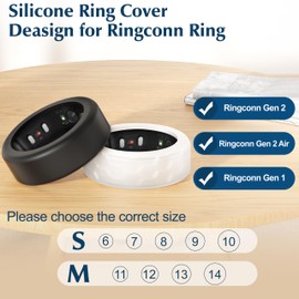 Snyeest 6PC Cover Compatible with RingConn Gen 2/Gen 2 Air/Gen 1 Protector,Anti-Slip Design,Silicone Case Finger Wrapper Woking Out Women Men-Multicolors-M for 11/12/13/14